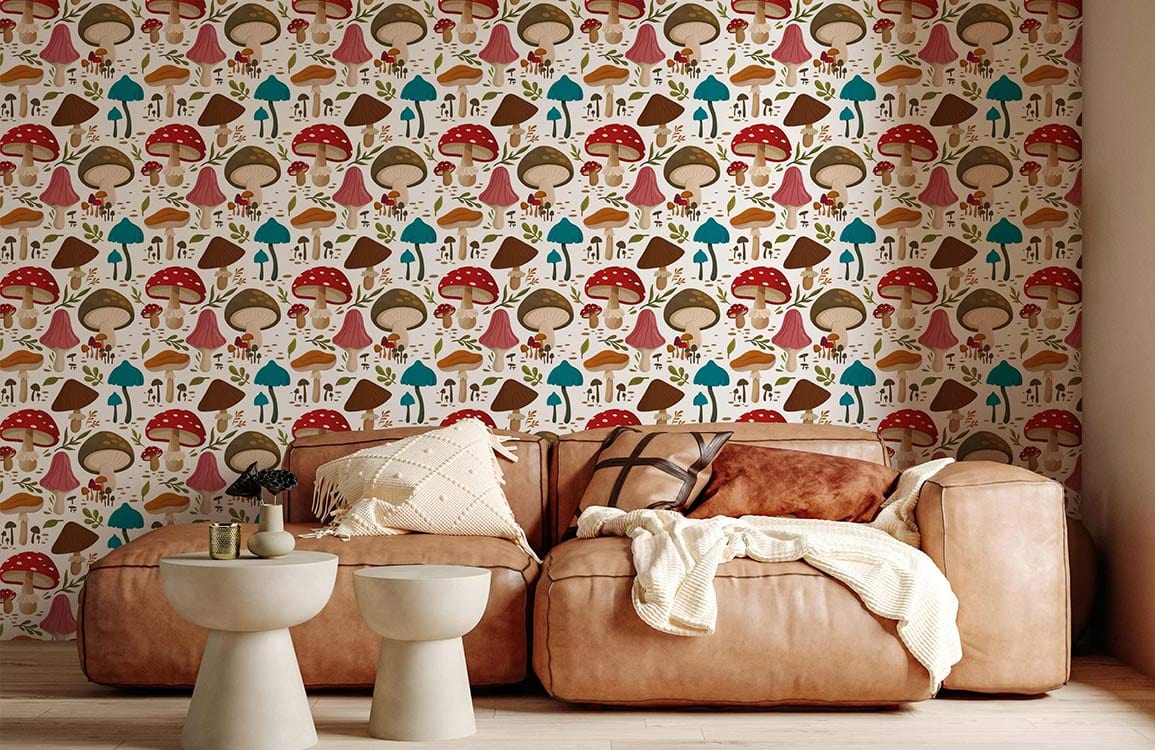 Papier peint mural de champignons colorés - Le meilleur Papier peint panoramique Sur mesure