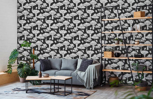 Papier peint mural de champignons noirs - Le meilleur Papier peint panoramique Sur mesure