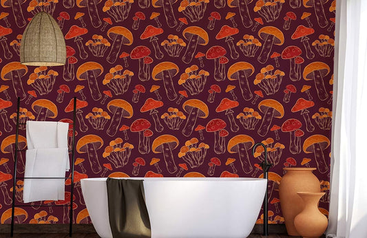 Papier Peint Mural de Champignons Rouges - Le meilleur Papier peint panoramique Sur mesure