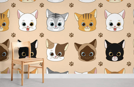 Papier Peint Mural de Chats de Dessin Animé - Le meilleur Papier peint panoramique Sur mesure