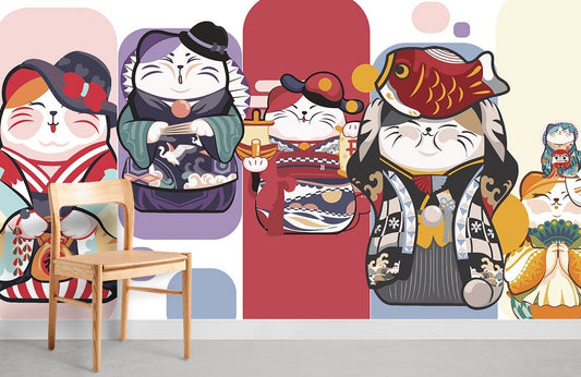 Papier peint mural de chats japonais - Le meilleur Papier peint panoramique Sur mesure