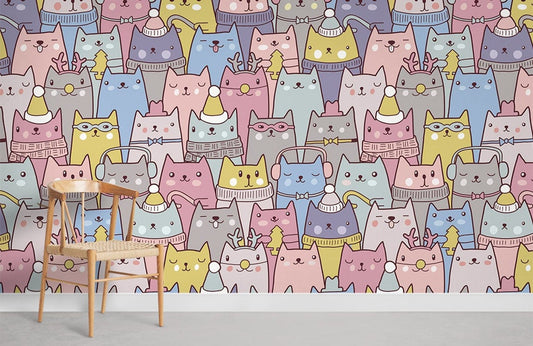 Papier peint mural de chats de Noël - Le meilleur Papier peint panoramique Sur mesure