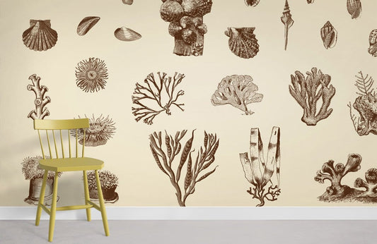Papier peint mural de coquillages et coraux - Le meilleur Papier peint panoramique Sur mesure