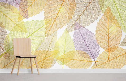 Papier peint mural de feuilles colorées - Le meilleur Papier peint panoramique Sur mesure