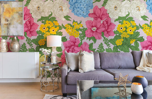 Papier peint mural de fleurs colorées variées - Le meilleur Papier peint panoramique Sur mesure