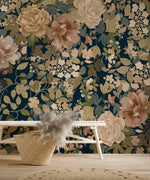 Papier peint mural floral foncé éclat de fleurs claires - Vignette | Mr Papier Peint