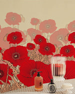 Papier peint mural de fleurs rouges vives - Vignette | Mr Papier Peint