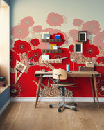 Papier peint mural de fleurs rouges vives - Vignette | Mr Papier Peint