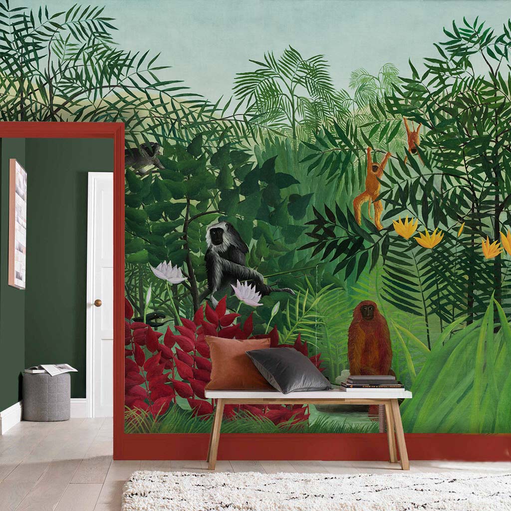 Papier peint mural de forêt avec des singes - Le meilleur Papier peint panoramique Sur mesure