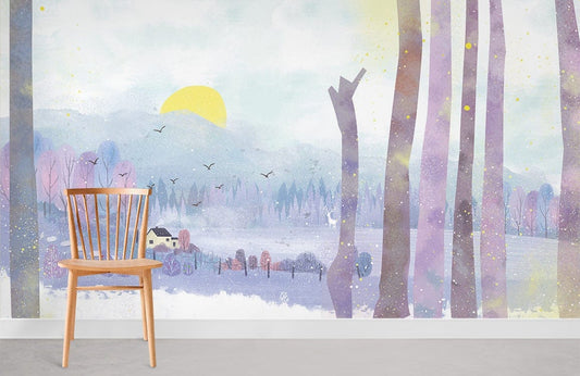Papier peint mural de forêt pourpre - Le meilleur Papier peint panoramique Sur mesure