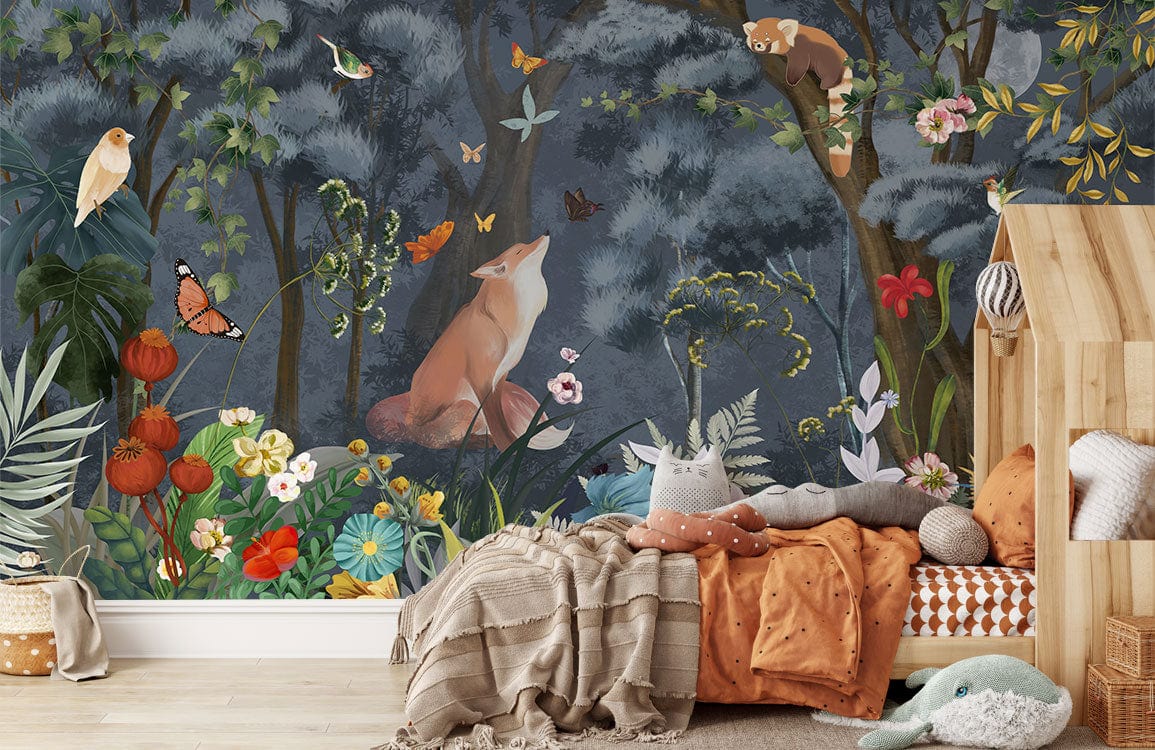 Papier peint mural de forêt vibrante la nuit - Le meilleur Papier peint panoramique Sur mesure