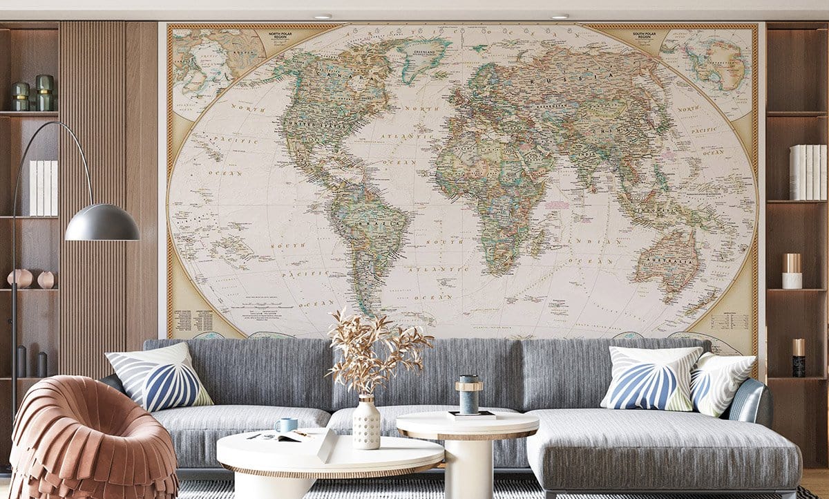 Papier peint mural de la carte exécutive du monde - Le meilleur Papier peint panoramique Sur mesure