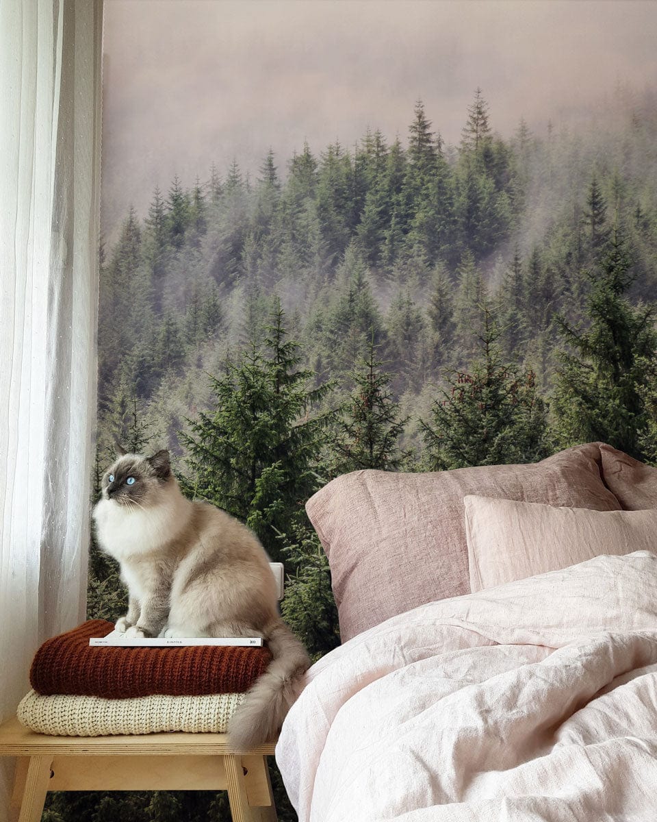 Papier peint mural de la forêt de brume qui s’estompe - Le meilleur Papier peint panoramique Sur mesure