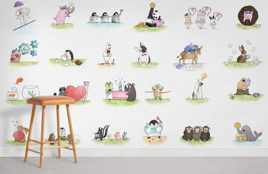 Papier Peint Mural de la Vie de Différents Animaux - Le meilleur Papier peint panoramique Sur mesure