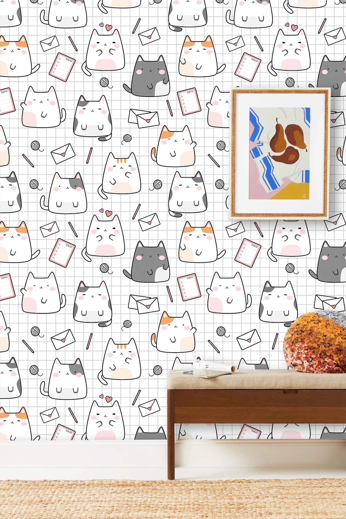 Papier Peint Mural de Lettres d’Amour et de Chats - Le meilleur Papier peint panoramique Sur mesure