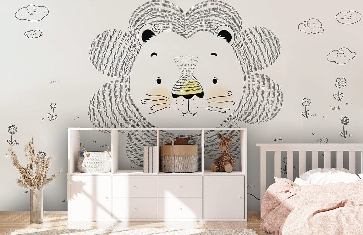 Papier peint mural de lion non peint et discret - Le meilleur Papier peint panoramique Sur mesure