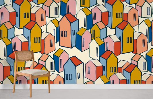 Papier peint mural de maison colorée - Le meilleur Papier peint panoramique Sur mesure