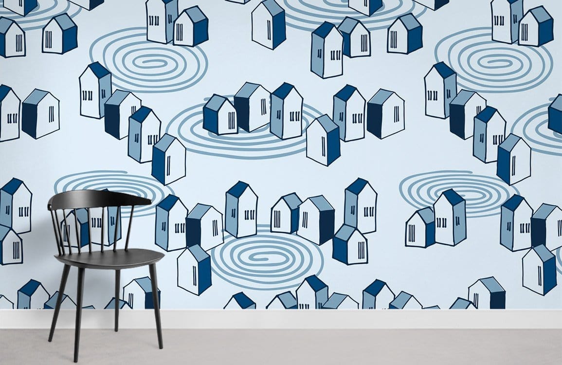 Papier Peint Mural de Maisons en Groupe - Le meilleur Papier peint panoramique Sur mesure