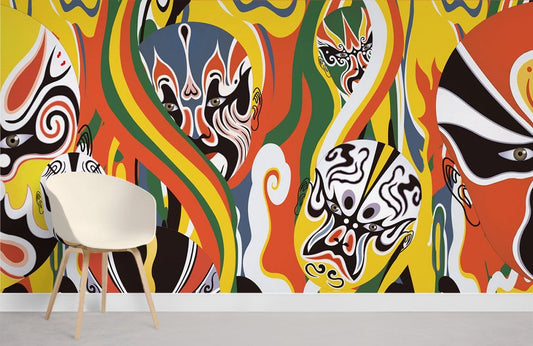 Papier peint mural de masques colorés - Le meilleur Papier peint panoramique Sur mesure