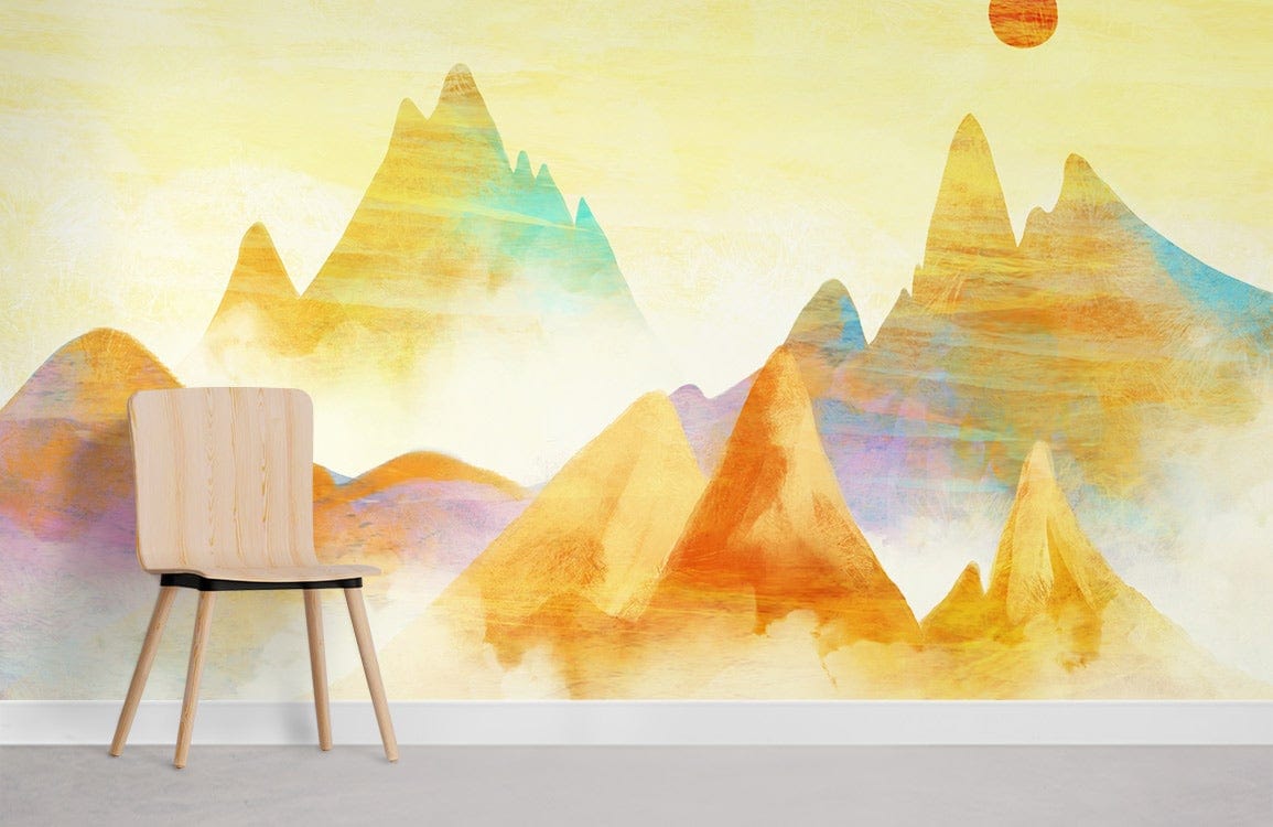 Papier peint mural de montagne à l’encre - Le meilleur Papier peint panoramique Sur mesure
