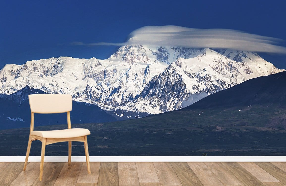 Papier peint mural de montagnes enneigées lointaines - Le meilleur Papier peint panoramique Sur mesure