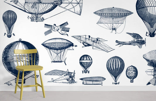 Papier peint mural de montgolfières vintage - Le meilleur Papier peint panoramique Sur mesure