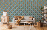 Papier peint mural de motifs floraux turquoise en vecteurs - Vignette | Mr Papier Peint