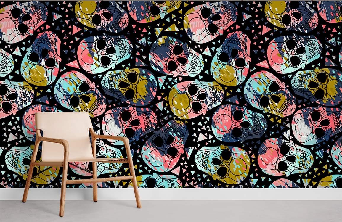 Armchair contemporain en bois avec siège clair, idéal pour papier peint mural décoratif