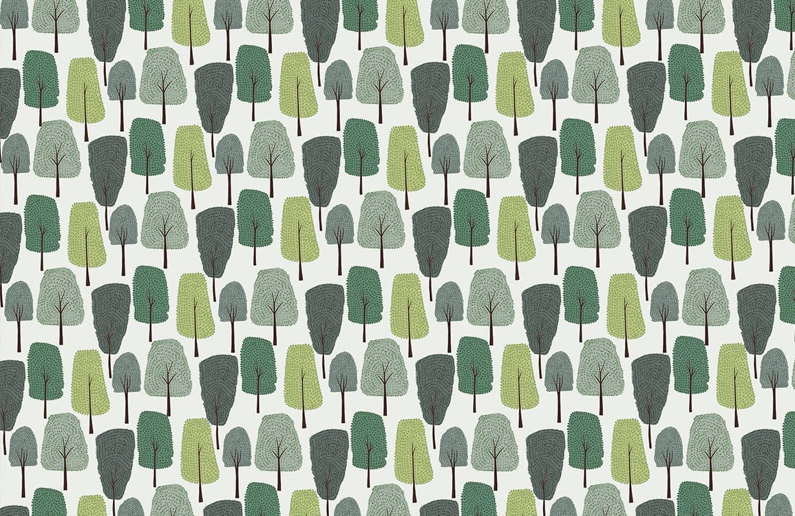 Papier peint mural de petits arbres dessinés - Le meilleur Papier peint panoramique Sur mesure