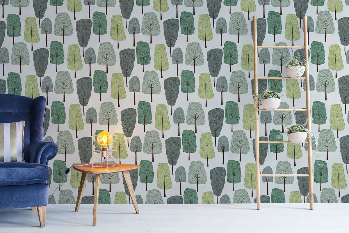 Papier peint mural de petits arbres dessinés - Le meilleur Papier peint panoramique Sur mesure