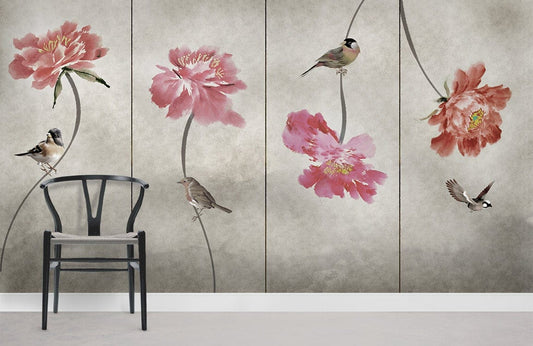 Papier peint mural de pivoines roses - Le meilleur Papier peint panoramique Sur mesure
