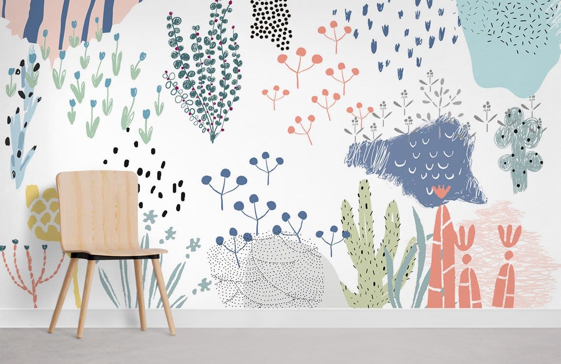 Papier peint mural de plantes dessinées à la main - Le meilleur Papier peint panoramique Sur mesure