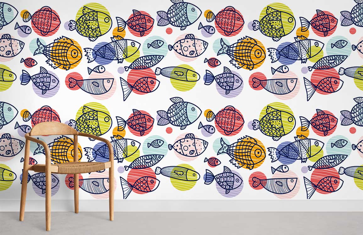 Papier peint mural de poissons colorés en mer - Le meilleur Papier peint panoramique Sur mesure