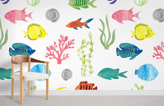 Papier peint mural de poissons et créatures marines - Le meilleur Papier peint panoramique Sur mesure