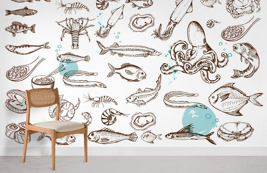 Papier peint mural de poissons de mer - Le meilleur Papier peint panoramique Sur mesure