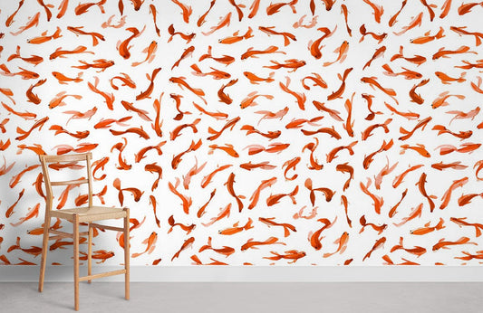 Papier peint mural de poissons rouges - Le meilleur Papier peint panoramique Sur mesure