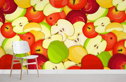 Papier peint mural de pommes colorées - Le meilleur Papier peint panoramique Sur mesure