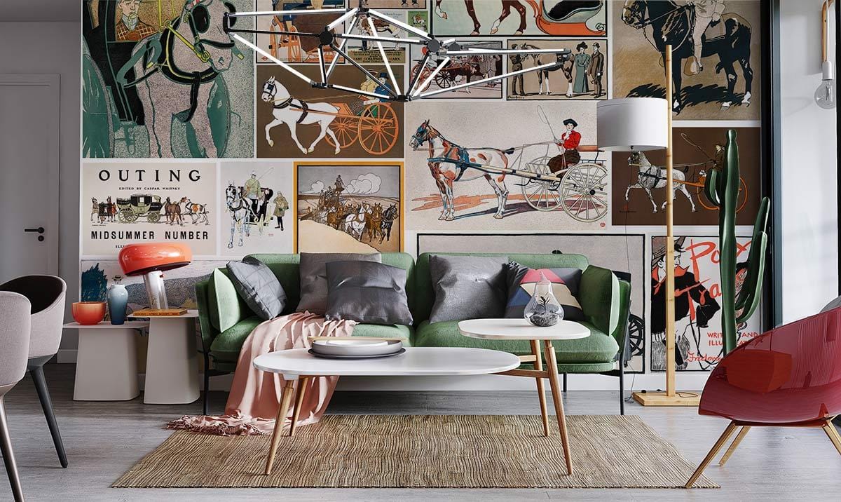 Papier peint mural de posters d’anciennes calèches - Le meilleur Papier peint panoramique Sur mesure