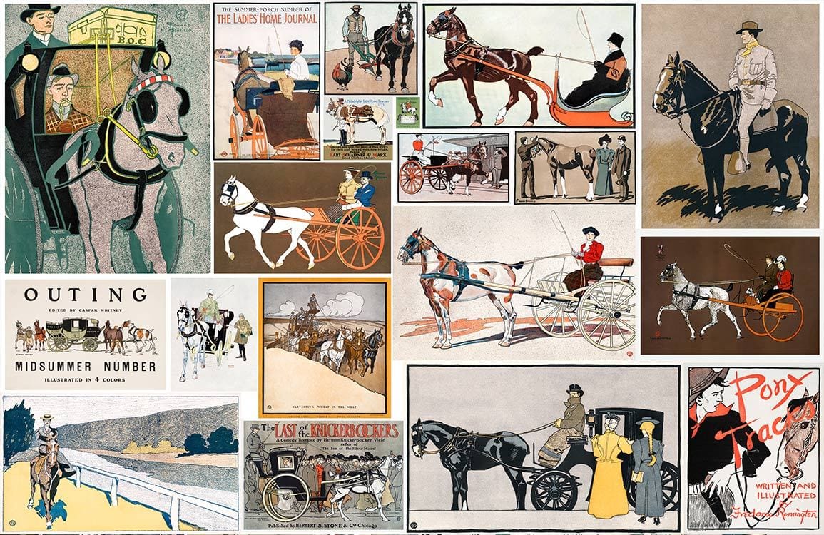Papier peint mural de posters d’anciennes calèches - Le meilleur Papier peint panoramique Sur mesure