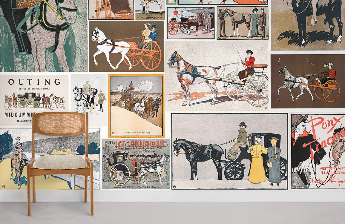Papier peint mural de posters d’anciennes calèches - Le meilleur Papier peint panoramique Sur mesure