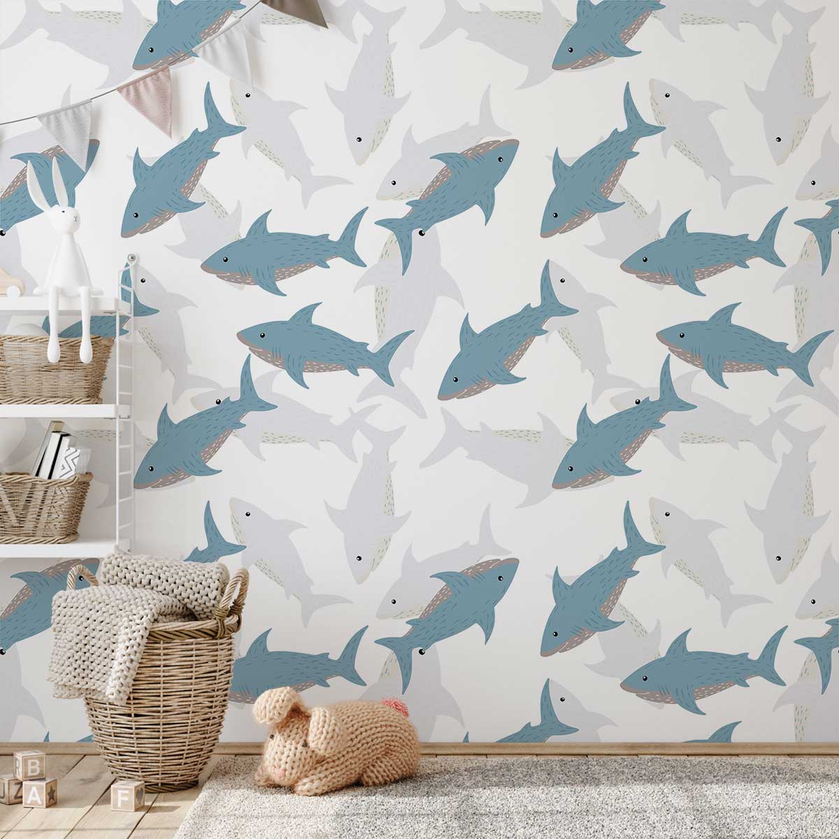 Papier Peint Mural de Requin Cartoon - Le meilleur Papier peint panoramique Sur mesure