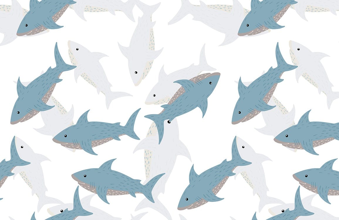 Papier Peint Mural de Requin Cartoon - Le meilleur Papier peint panoramique Sur mesure