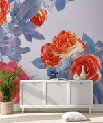 Papier peint mural de rosier rouge en fleurs - Vignette | Mr Papier Peint