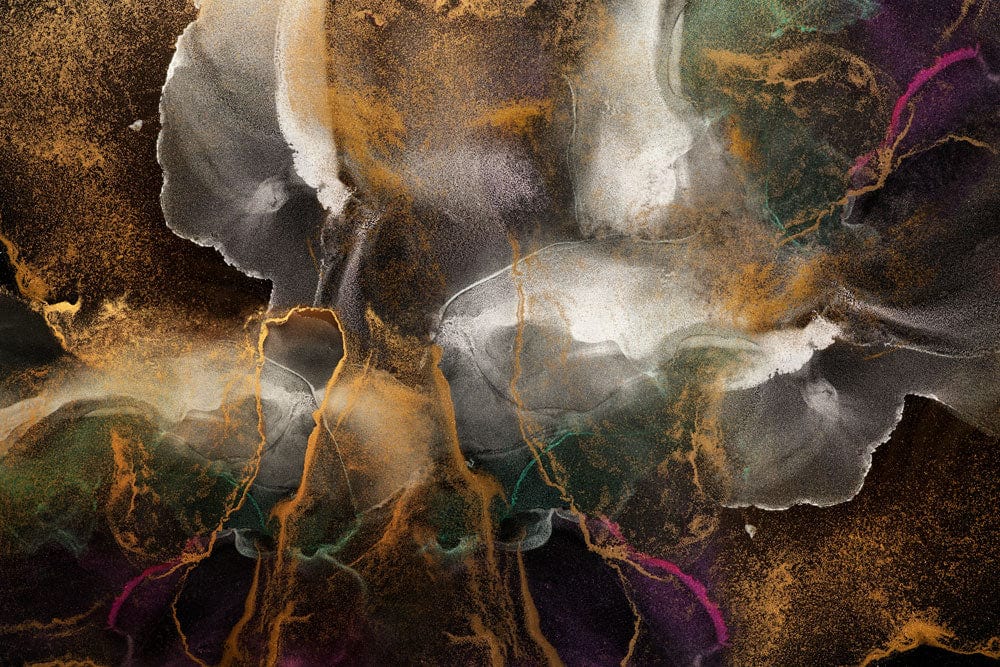 Artwork abstrait luxueux avec or, noir, blanc, violet pour papier peint mural sable flottant
