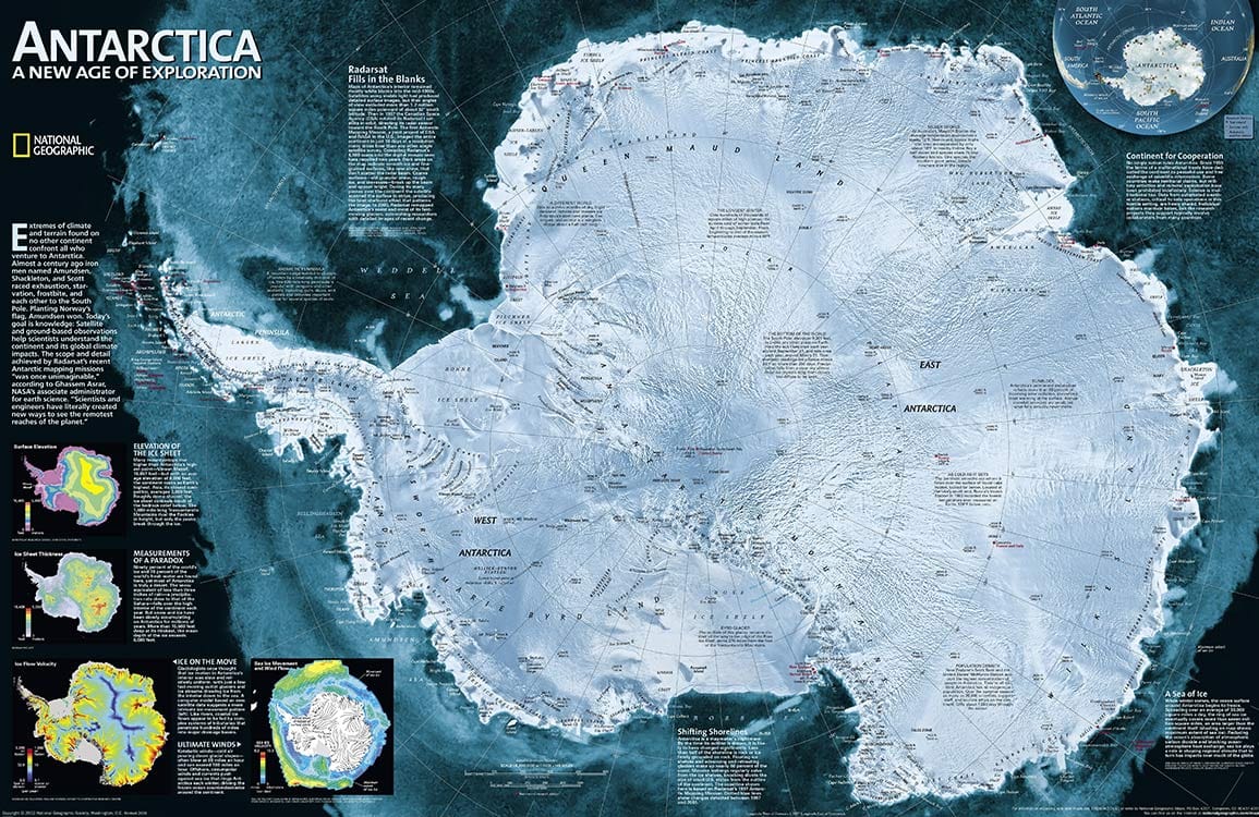 Papier peint mural de satellite de l’Antarctique - Le meilleur Papier peint panoramique Sur mesure