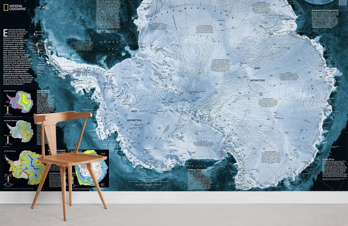 Papier peint mural de satellite de l’Antarctique - Le meilleur Papier peint panoramique Sur mesure