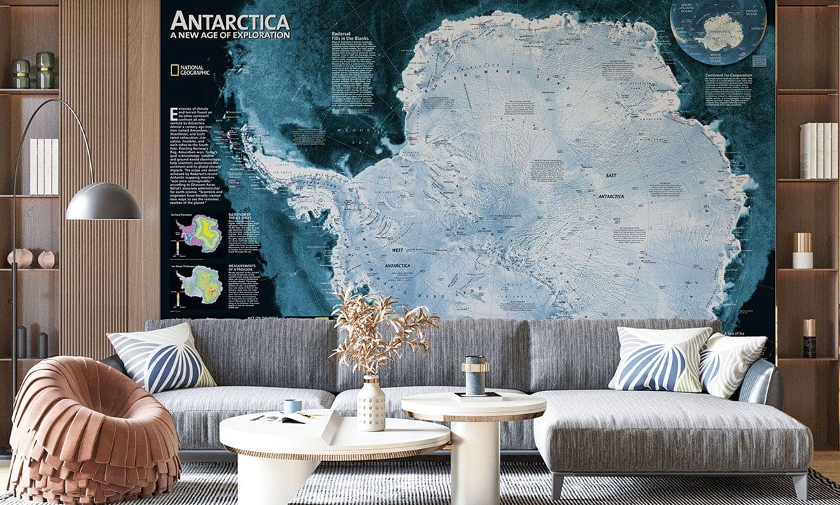 Papier peint mural de satellite de l’Antarctique - Le meilleur Papier peint panoramique Sur mesure