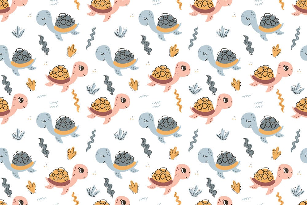 Seamless motif de tortues timides pour papier peint mural coloré et adorable