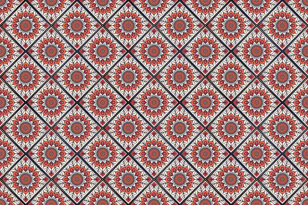 Seamless motif de mandalas en vecteurs rouge foncé sur papier peint mural élégant
