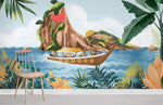 Papier peint mural Yacht sur île tropicale et toit jaune éclatant - Vignette | Mr Papier Peint